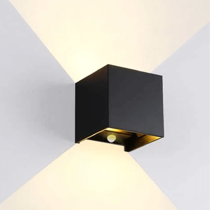 LED Cube Thebe 2x3W Zwart Dim PIR Sensor - Wantix LED
